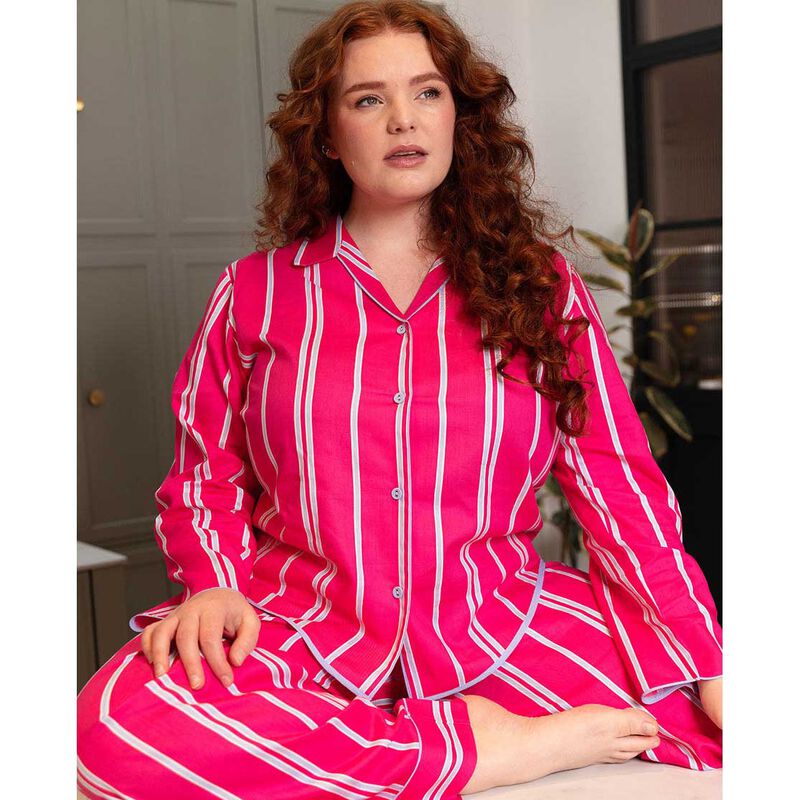 Cyberjammies Chloe Pink Printed Stripe L/Slv Pyjama Top image number 2